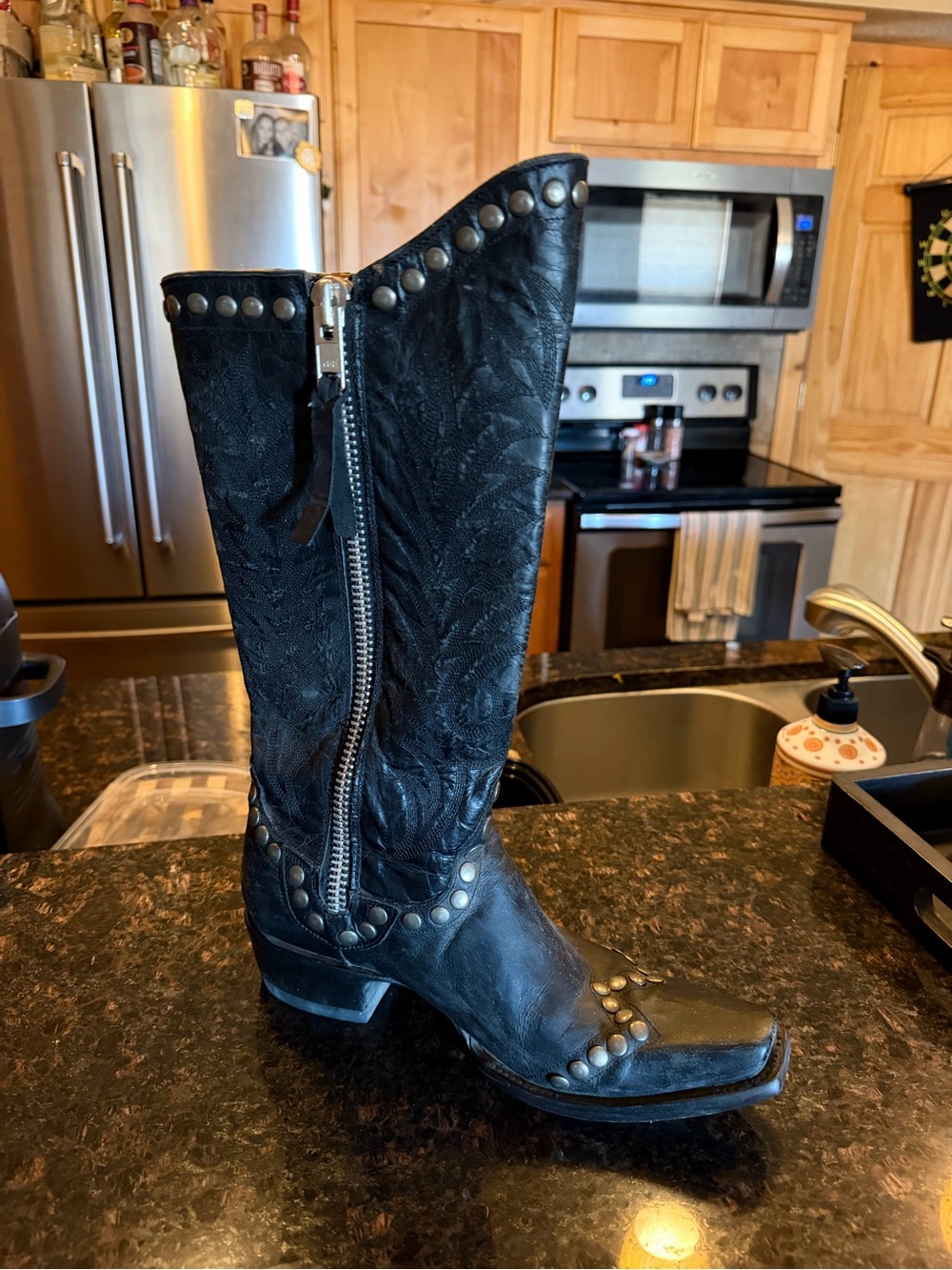 Old Gringo Black Studded Lace-Up Western Boot